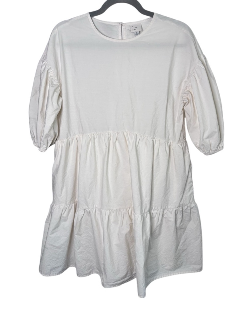 A New Day White Tiered Ruffle Short Sleeve Cotton Dress Size XS